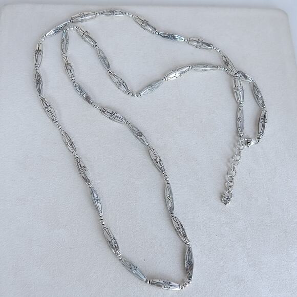 Brighton Marrakesh Long Necklace Silver Plated Etched Retired 38-40" Adjustable - Picture 2 of 7